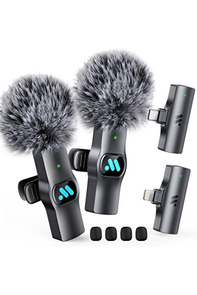 Generic Leettus 2pcs Lavalier Wireless Microphone for iPhone iPad, Wireless Microphone for Video Recording,