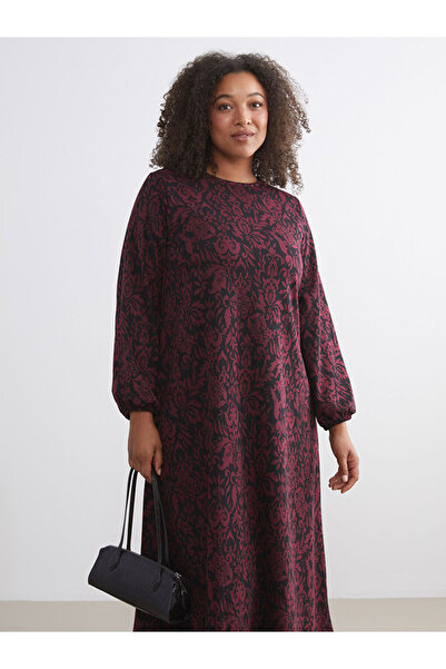 LC Waikiki Sparkling Choices from Shining Store | Plus Size Crew Neck Patterned Dress