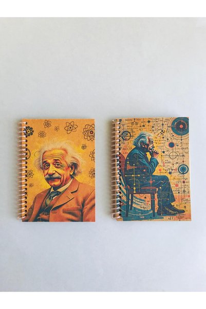 Pridas Einstein Themed Vintage Unlined 2-Piece A6 Kraft Notebook Set