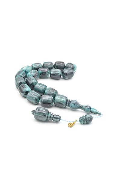 Murty99 Vefa Master Signed Capsule Cut Gray Blue Crimped Amber Efe Mascot Prayer Beads
