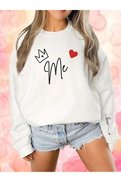 SVART WEAR Sweatshirt oversize cu gât crew, imprimat, cu trei fire, cu textur...