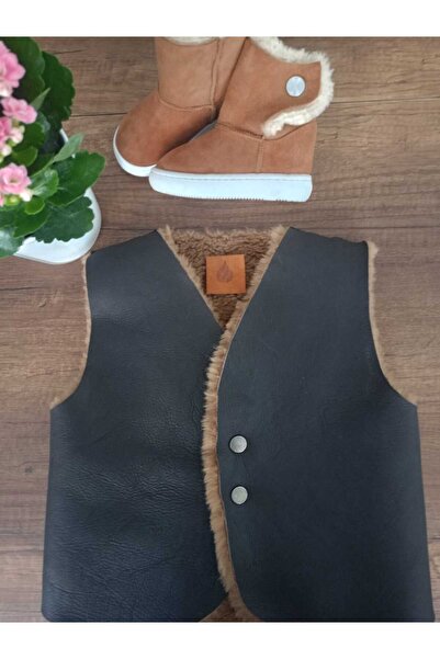 Ateş Genuine Shearling Leather Double Sided Kids Vest