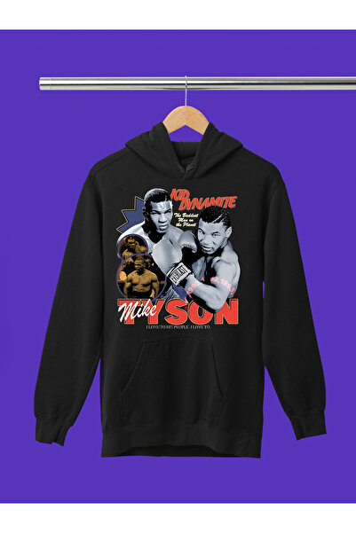 MAGORS Дългоръкава качулка с качулка от памук с принт на Майк Тайсън, 3-слойна