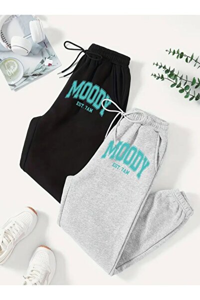 Le Vion بنطلون رياضي مطبوع بتصميم بسيط مكون من قطعتين، أرجل مطاطية، خصر عالي،...