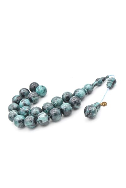 Murty99 Vefa Master Signed Sphere Cut Gray Blue Crimped Amber Efe Mascot Prayer Beads