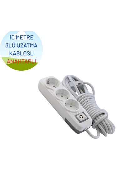 KONDEL AYDINLATMA 3'LÜ ANAHTARLI 10 METRE UZATMA KABLOSU TOPRAKLI 3X1,5 TTR CCA