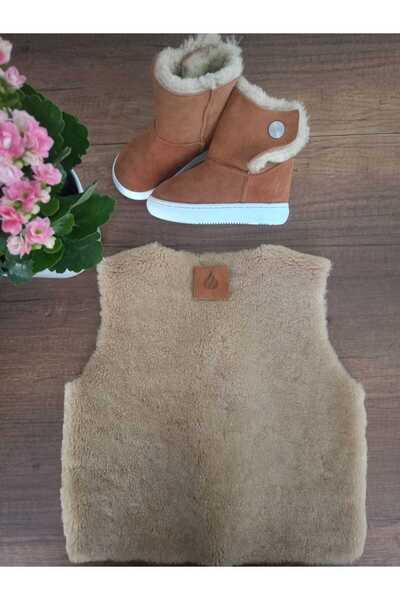 Ateş Genuine Shearling Leather Double Sided Kids Vest