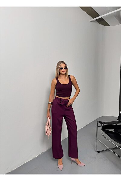 QARA Beli Lastikli Kuşakli Bol Paça Pantolon