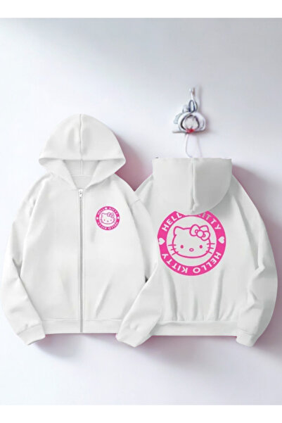 Baxia Girl's Character Printed Hooded Cardigan Sweatshirt with Zipper White C...