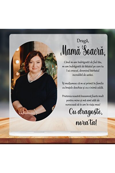 CrisPrint Tablou din sticlă 20x20 cm personalizat pentru soacră