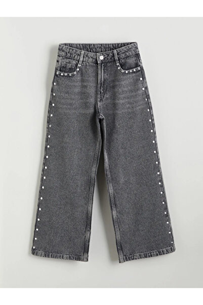 LC Waikiki Taşlı Wideleg Kız Çocuk Jean Pantolon