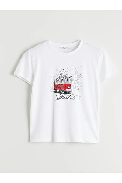 LC Waikiki Tricou pentru femei cu decolteu crew, imprimat Istanbul