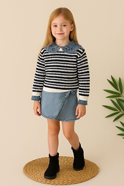 KOKOŞ BEBEK Denim Stylish 3-Piece Girls' Combination - Age 2/10 - 31504