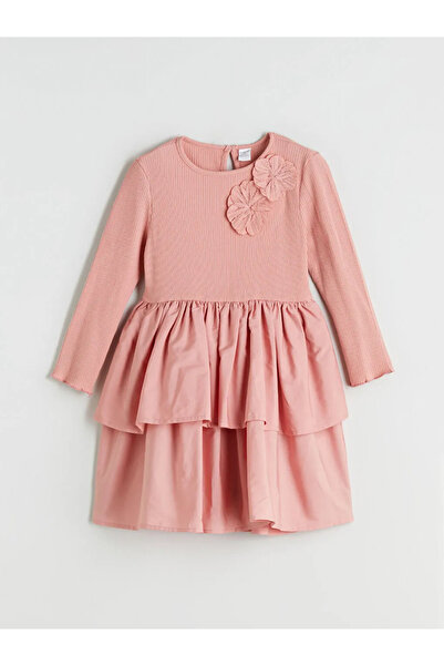 LC Waikiki Bisiklet Yaka Çiçekli Kız Çocuk Elbise