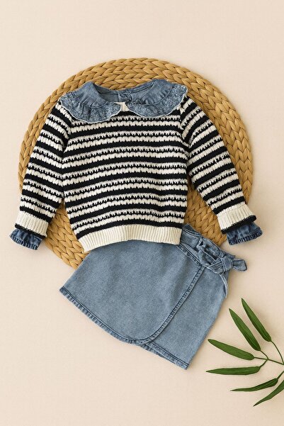 KOKOŞ BEBEK Denim Stylish 3-Piece Girls' Combination - Age 2/10 - 31504