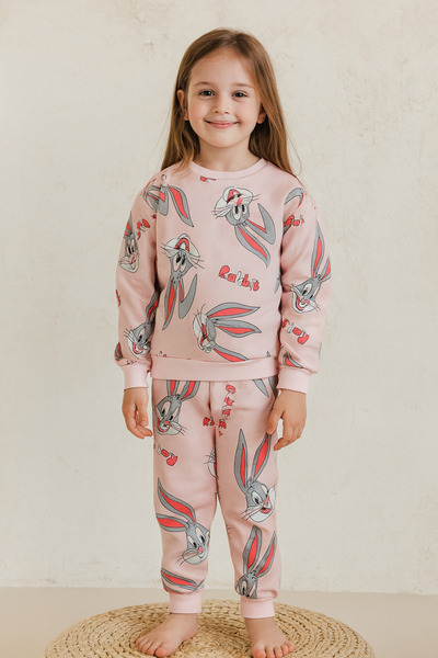 KOKOŞ BEBEK Rabbit Printed Girls' Pajama Set – Age 3/10 (31503)