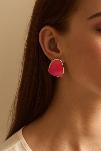 Kokoş Earrings Steel Pink Detail