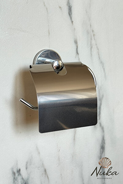 Nuka Ev Aksesuarları Krom Geniş Kapaklı Tuvalet Kağıtlığı WC Kağıtlık Tuvalet...