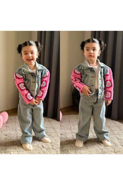 KOKOŞ BEBEK Denim Knit Detailed Girls' Set - 312577