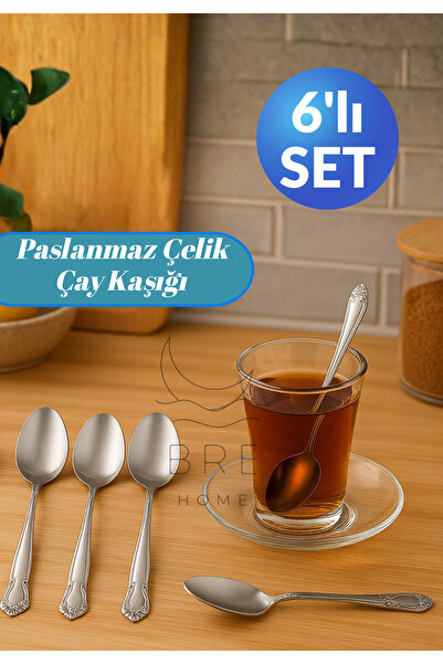 BRE HOME Paslanmaz Çelik Çay Kaşığı 6’lı – 11 cm – Dayanıklı 18/10 Çelik ince...