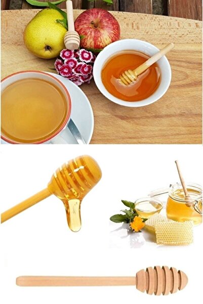 Buççin Set of 3 Wooden Honey Spoons Jam Molasses Spoons Set for 1 Person Knif...