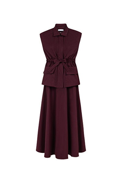 praye Lined Vest Suit Burgundy