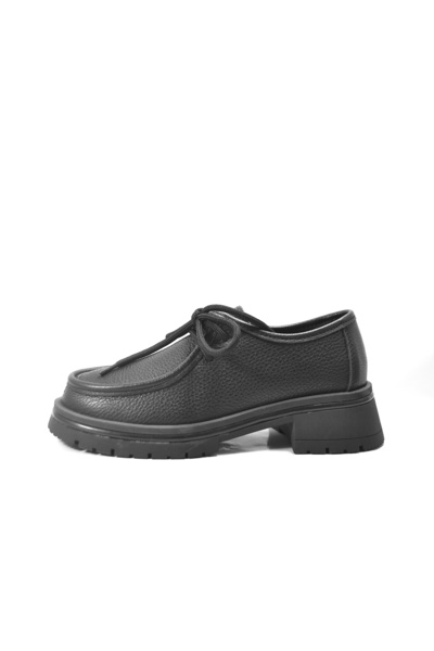Beety 5547 Pantofi casual pentru femei, din piele naturală, cu talpă groasă, legată, neagră