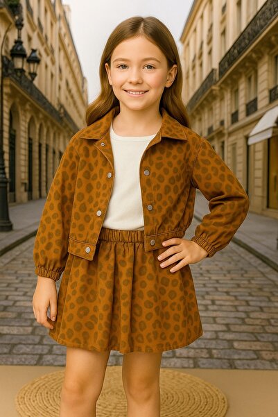 KOKOŞ BEBEK Leopard Patterned 3-Piece Girl's Set – (31505) - Age 2/10