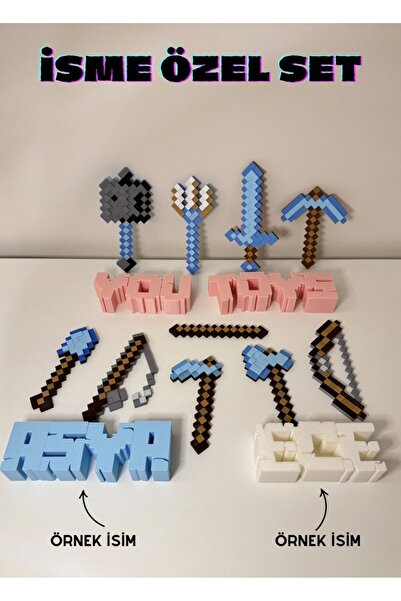 You Toys İsme(Tek isim) özel Minecraft 10Lu Full İtem Serisi ( Kılıç,Yay,Mızr...