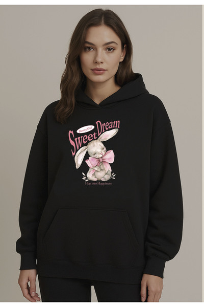 Advantage Hanorac cu glugă oversize negru pentru femei, design gotic, cireș, ...