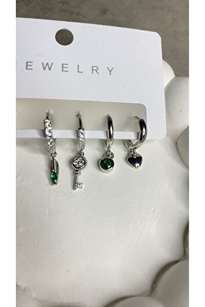 Eva shopping Silver kadın Çelik küpe 4’lü