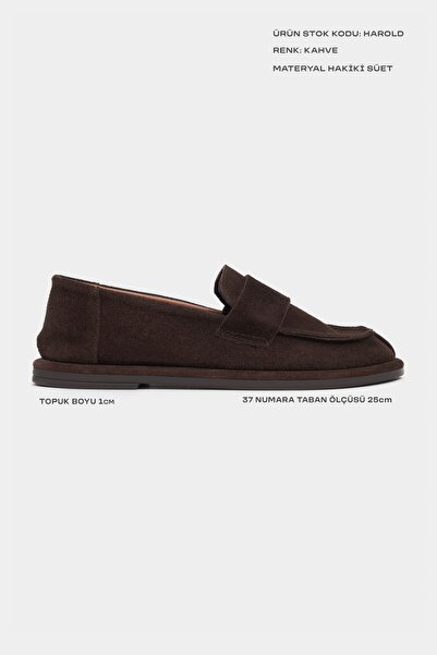 NİŞANTAŞI SHOES Harold Kahve Hakiki Süet Deri Düz Taban Kadın Ayakkabı