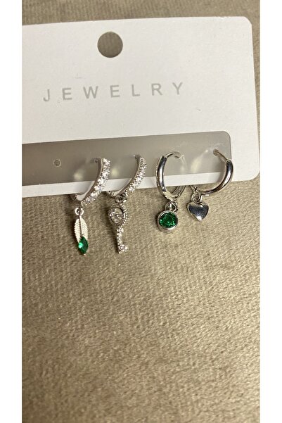 Eva shopping Silver kadın Çelik küpe 4’lü