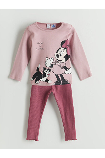 LC Waikiki Minnie Mouse Baskılı Kız Bebek Tişört ve Tayt 2'li