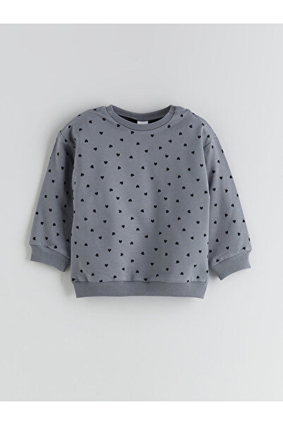 LC Waikiki Bisiklet Yaka Baskılı Kız Bebek Sweatshirt ve Tayt