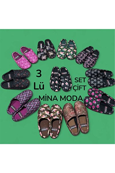 Minamoda Kadın Ev Terlik ( 3lü SET ) Halı Terliği Zenne Gezer Gondol Kadın Terlik