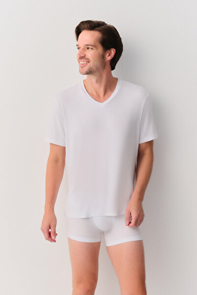 SUWEN Erkek Modal V Yaka T-Shirt