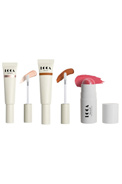 zmzm مجموعة لوكا للخدود - هايلايتر، برونزر، وأحمر خدود كريمي | ٣ قطع