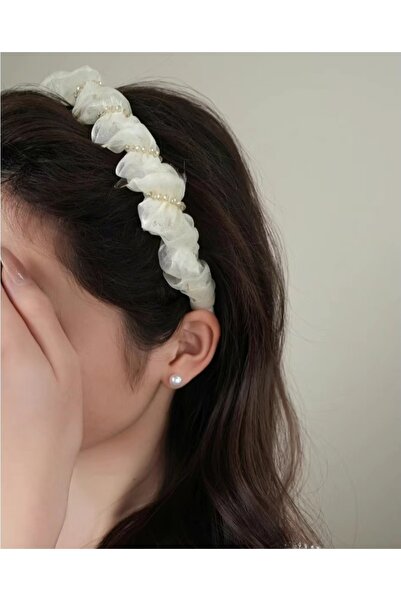 REBORN DESIGN تاج عظمي على شكل أسنان سمك القرش باللون الأبيض، مغطى بقماش التو...