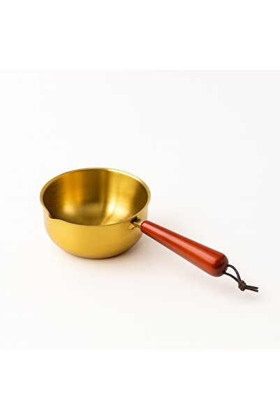 OEM Brass Turkish Coffee Pot with Wooden Handle, 500 ml, Gold