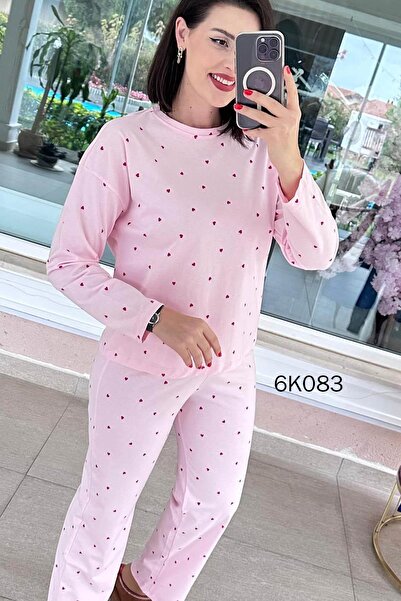 İnce Topuk 100% Cotton Pajama Set 6K083