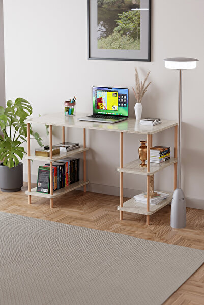 EGEMODÜLER 60x120 Cm 2 Raflı Çalışma Masası Bilgisayar Masası Ofis Ders Yemek Masası