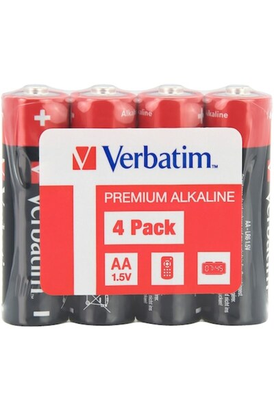 Verbatim Alkaline AA Batteries, Pack of 4