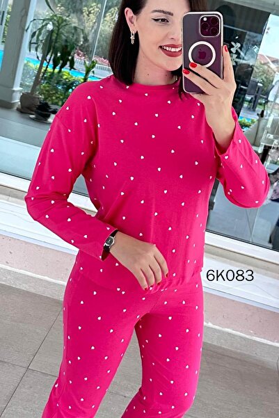 İnce Topuk 100% Cotton Pajama Set 6K083