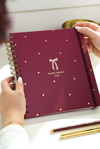 Matt Notebook 2026 Седмичен квадратен дневник - 12 месеца с панделка
