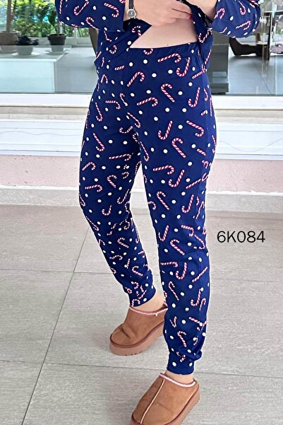 İnce Topuk 100% Cotton Ribbed Pajama Set 6K084