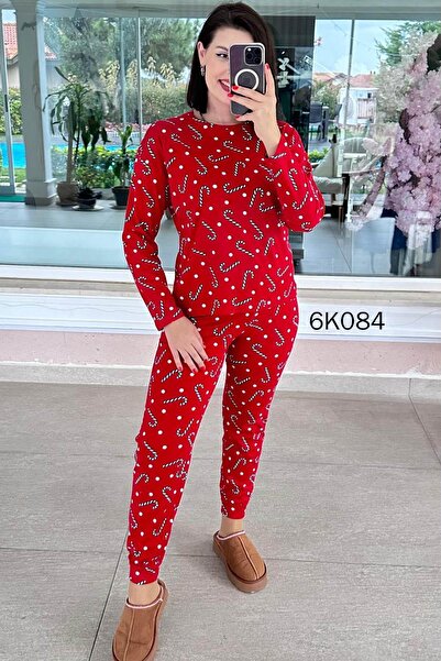 İnce Topuk 100% Cotton Ribbed Pajama Set 6K084