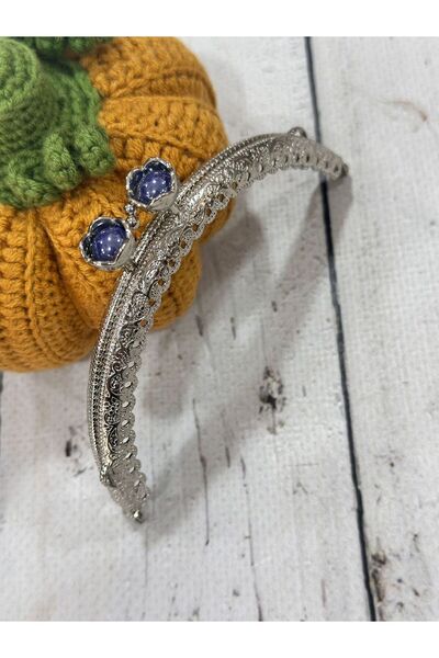 miraylahobi Çanta ve Cüzdan Klips Boncuklu Lotus Model Gümüş 10.5 cm