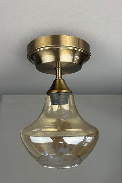 Bamyum Melk Cam Bal Rengi Kalın Piramit Başlık Retro Restoran Salon Aydınlatma