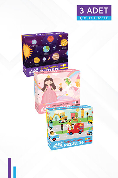 Neverland 3ADET 36 PARÇA -GÜNEŞ SİSTEMİ VE TATLI PRENSES VE TRAFİK TAŞITLARI